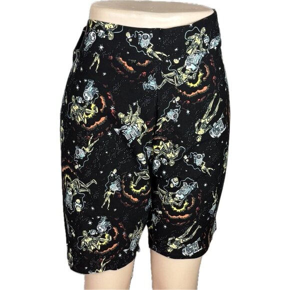 Star Wars +4 Black Driods & Robot Print Stretch Waistband Cotton Bike Shorts - Picture 2 of 6